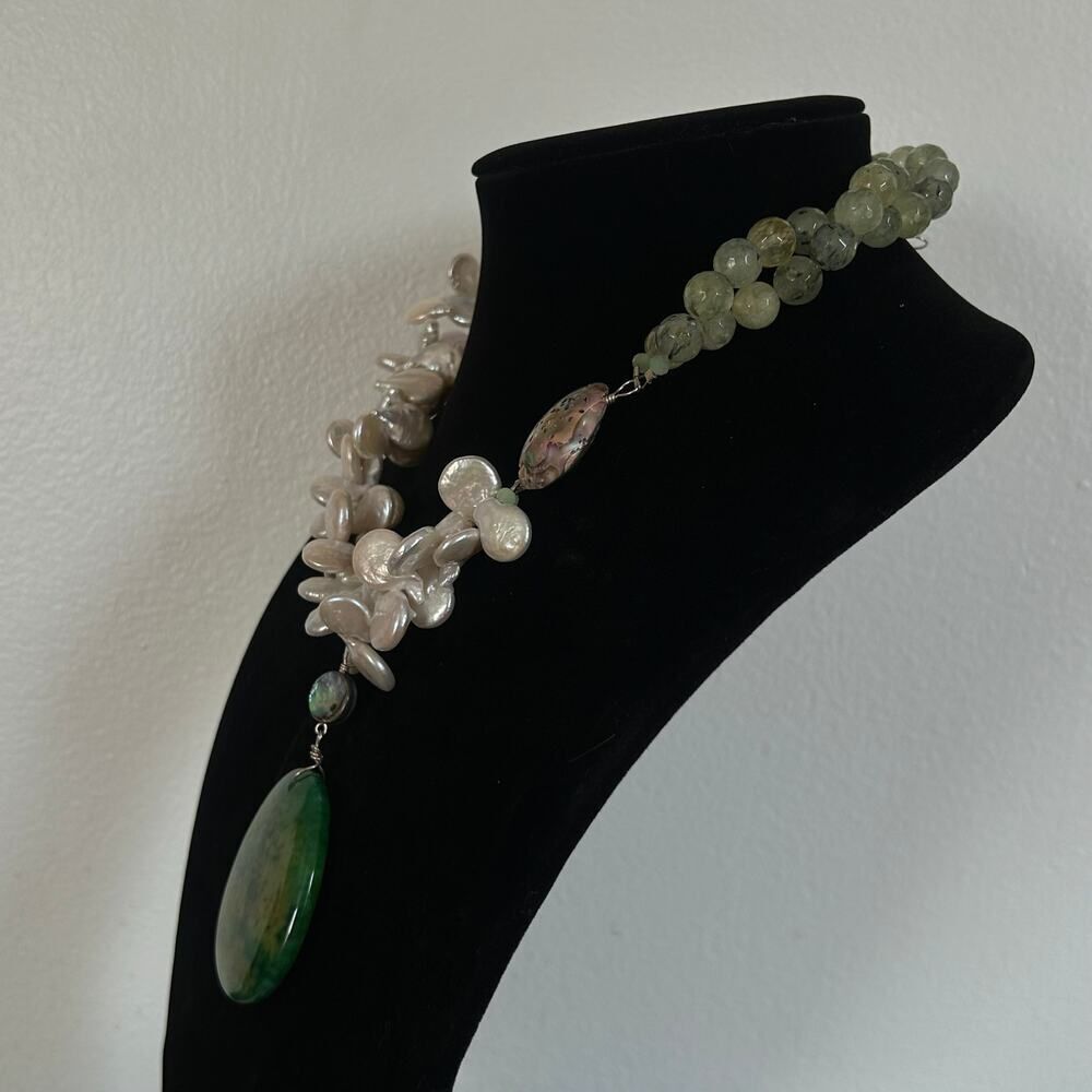 Handmade Artisan Pearl Statement Necklace - Picture 5 of 7